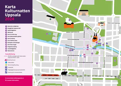En karta för Kulturnatten Uppsala 2024.